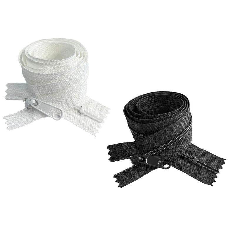 YKK #4.5 Handbag - Extra-Long Pull Zippers - Black & White