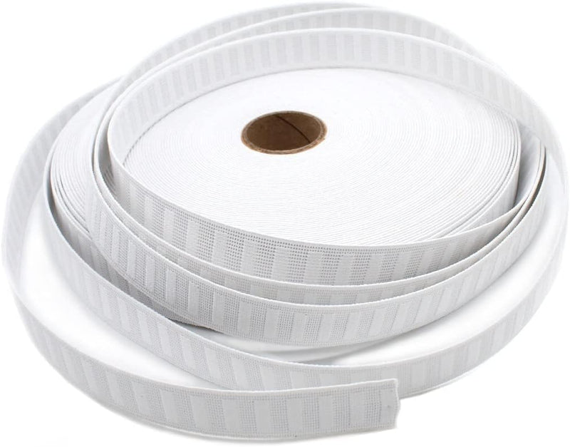 1" Non Roll Strong White Elastic - Polyester - 1" White - Sold by the yard.