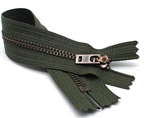 YKK #5 Antique Brass Jeans Zippers - Stock Colors