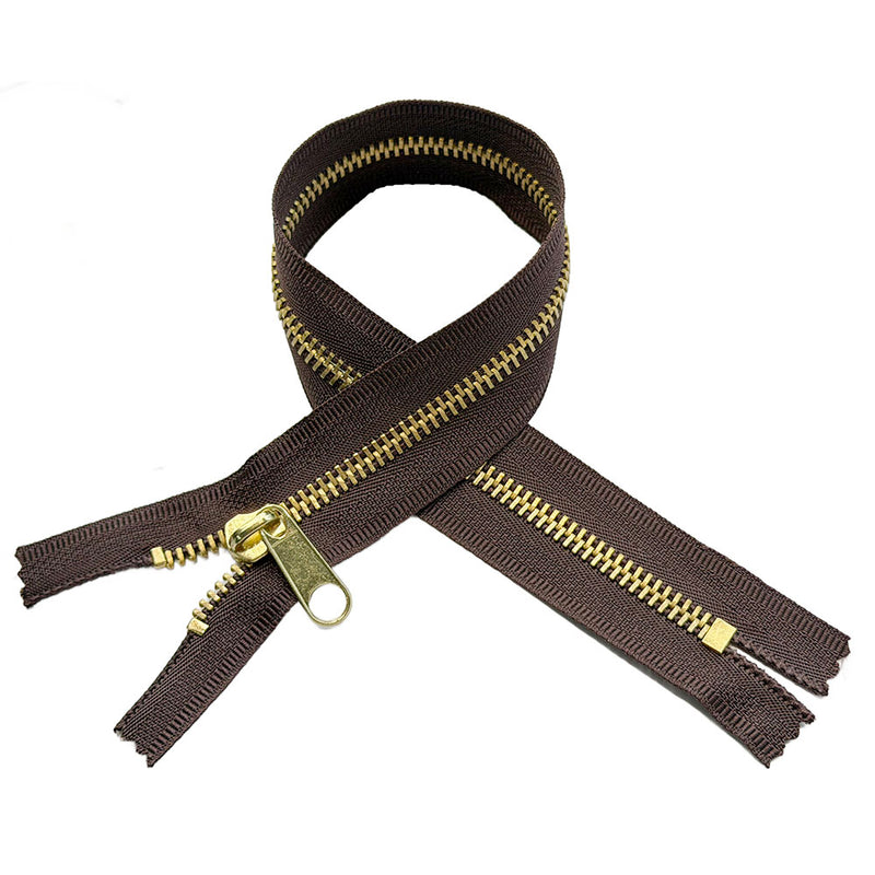 #5 Brass Handbag Zippers - Closed Bottom - Non-Locking Long Pull Tab