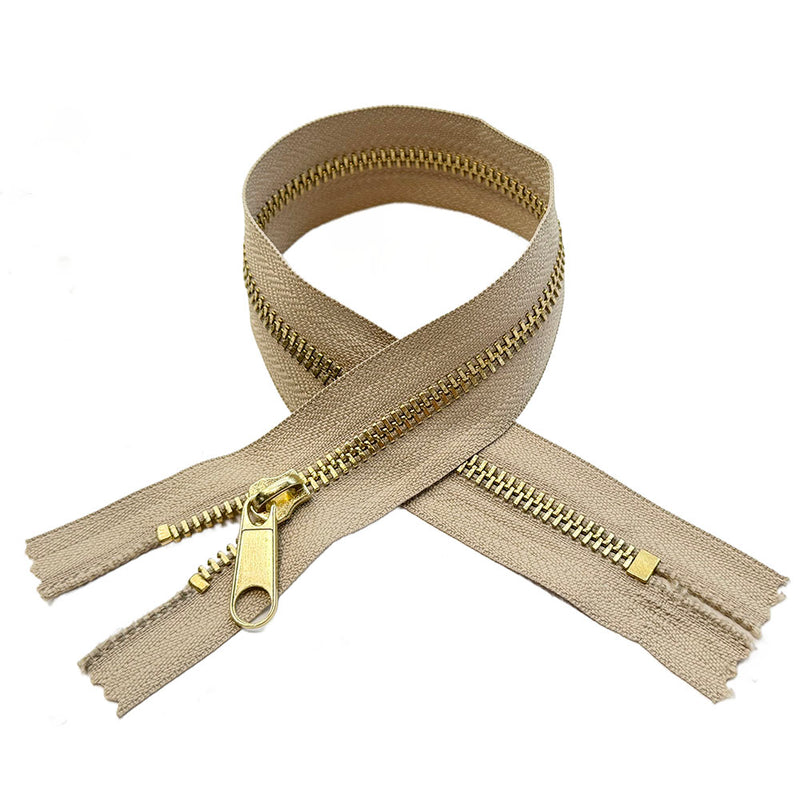 #5 Brass Handbag Zippers - Closed Bottom - Non-Locking Long Pull Tab
