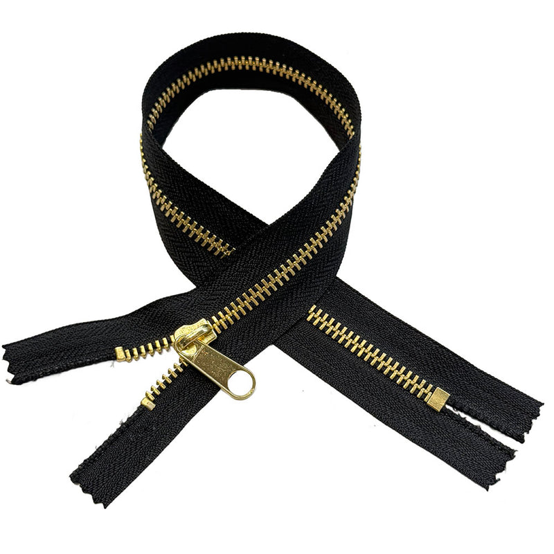 #5 Brass Handbag Zippers - Closed Bottom - Non-Locking Long Pull Tab