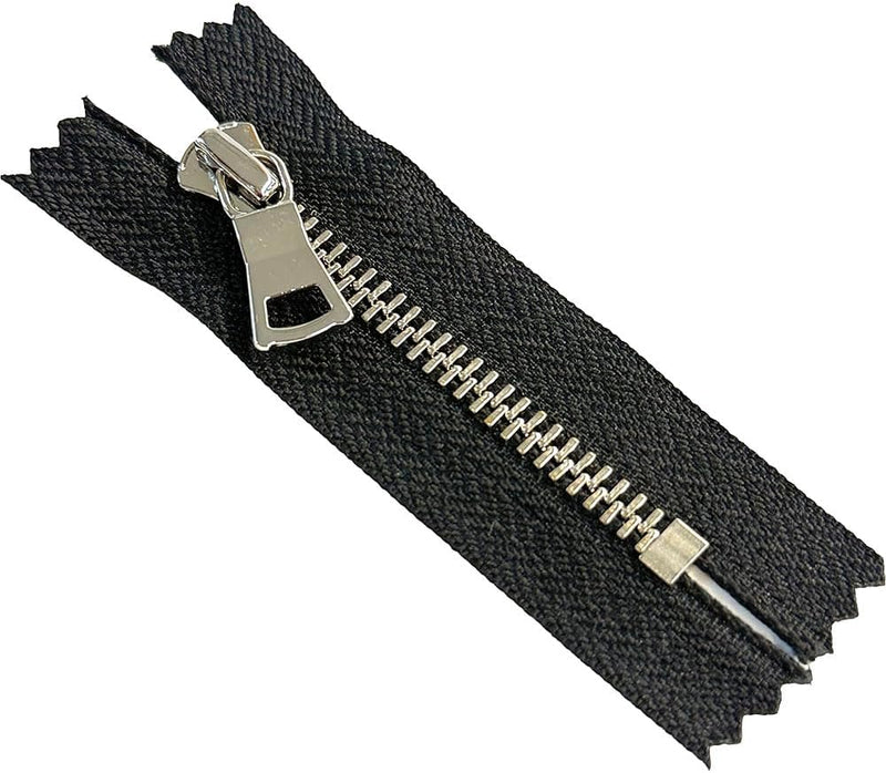 #5 High-End Shiny Nickel - Closed Bottom Zipper - White or Black Tape