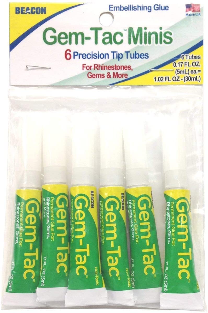 GemTac Glue Small (Pack of 6 Mini Tubes) (.17 oz Tubes)