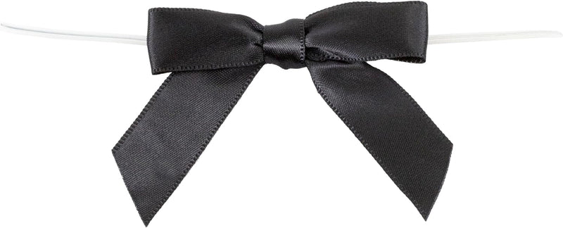 Reliant Ribbon 5171-03003-2X1 Satin Twist Tie Bows - Small Bows, 5/8 Inch X 100 Pieces, White