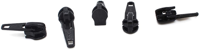 Zipper Repair Kit - #4.5 YKK Coil Automatic Lock Jacket Sliders - 5 Sliders Per Pack - Color: Black - Made in The United States