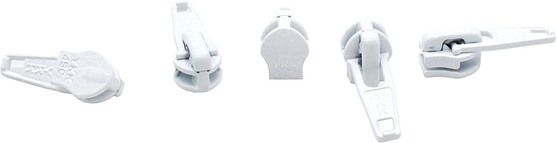 Zipper Repair Kit - #4.5 YKK Coil Automatic Lock Jacket Sliders - 5 Sliders Per Pack - Color: White - Made in The United States