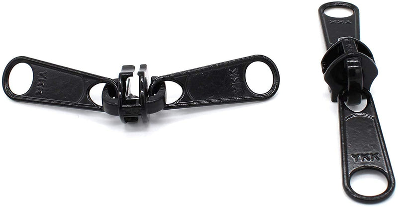Zipper Repair Kit - #10 Black YKK Zipper Rescue Automotive Slider - #10 Coil Long Pull with 2 Heads - 2 Sliders Per Pack - Color Black - Made in The United States