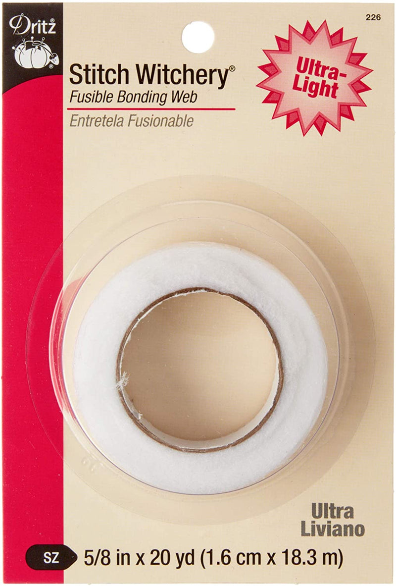 Dritz Stitch Witchery, Ultra Light Weight fusible bonding Web, 5/8-Inch X 20-Yards, White