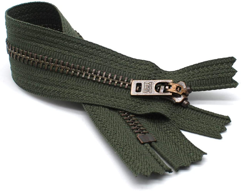 YKK #5 Antique Brass Jeans Zippers - Stock Colors