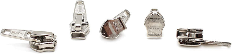 Zipper Repair Kit - #5 YKK Coil Aluminum Automatic Lock Jacket Sliders - 5 Sliders Per Pack - Made in The United States