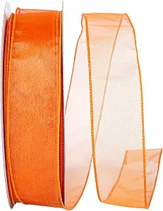 Reliant Ribbon 99908W-058-09K Sheer Lovely Value Wired Edge Ribbon, 1-1/2 Inch X 50 Yards, Orange