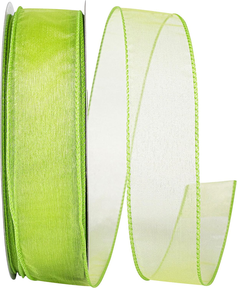 Reliant Ribbon 99908W-042-09K Sheer Lovely Value Wired Edge Ribbon, 1-1/2 Inch X 50 Yards, Apple Green