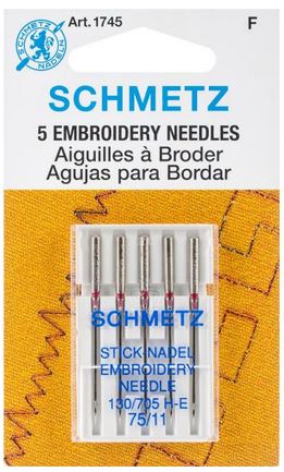 Schmetz Embroidery Machine Needles Size 75/11 5/Pkg
