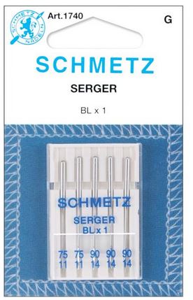 Schmetz Overlock Machine Needles - BLX1 Sizes 75/11 (2) & 90/14 (3)