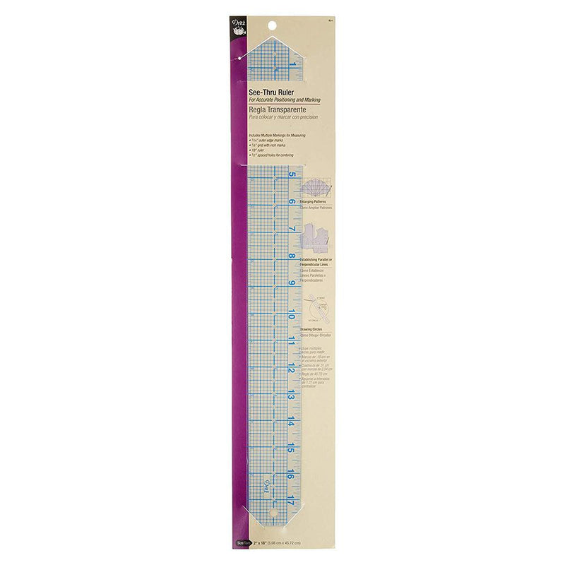Dritz 831 See-Thru Ruler, 2 x 18-Inch