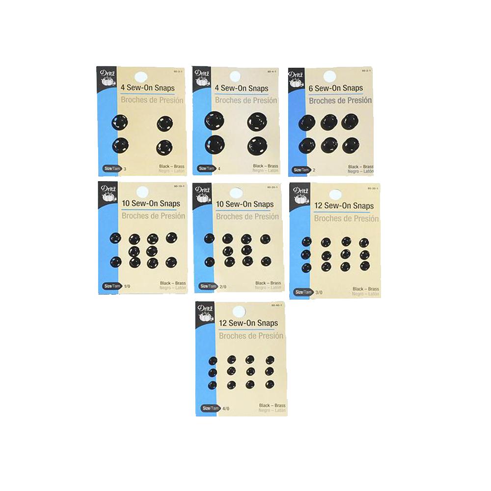 Dritz Sew-On Snaps - Black (Sizes 1,2,3,4) — Zipper Stop
