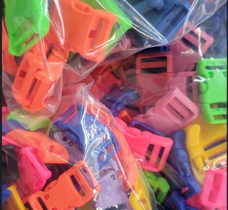 Curve-Contoured Side Release Buckles-Clearance Sale - 5/8" 3/4" 1" Neon Colors. 25 pieces for only $5.00. Free Shipping Included.