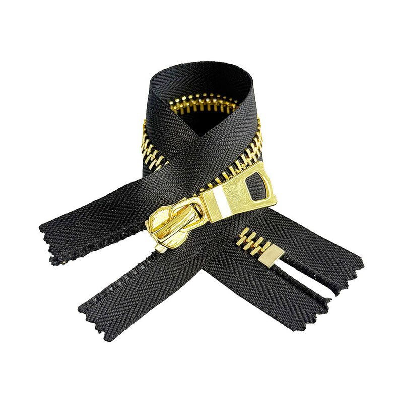 #8 High-End Shiny Brass - Closed Bottom Zipper - Black Tape