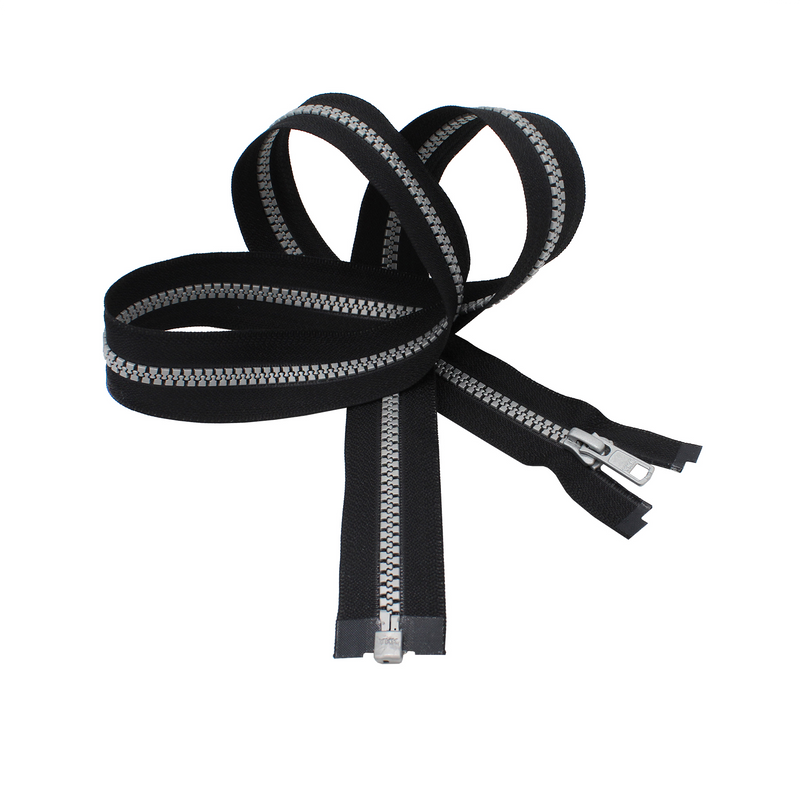 YKK® #5 Molded Plastic with Pewter Grey Teeth Separating - Black