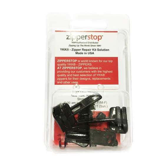 Zipper Repair Kit Solution -YKK® #8 Molded Pulls Vislon Slider Made in USA - 3 Sliders Per Pack with Top and Bottom Stoppers