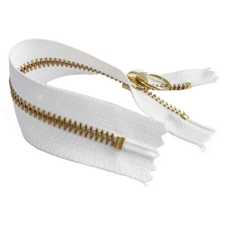 YKK #5 Brass Closed Bottom with Non Locking Ring Pull 20mm - 7" 20 pcs 10 Black - 10 White For $19.99 - Free Shipping !