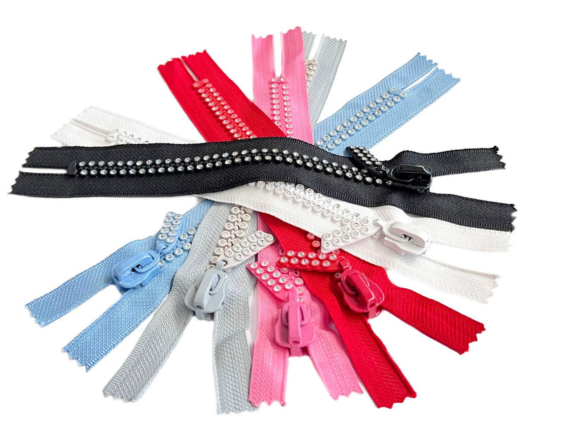 Rhinestone Closed Bottom 7" Zipper - Dual Strand