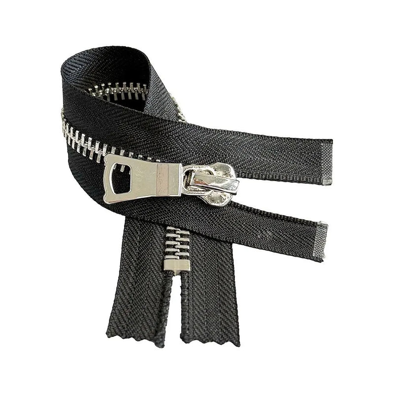 #8 High-End Shiny Nickel - Closed Bottom Zipper - Black Tape