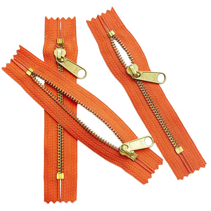 YKK #5 Brass Closed Top / Closed Bottom with Non Locking Long Pull Slider. All Colors Available