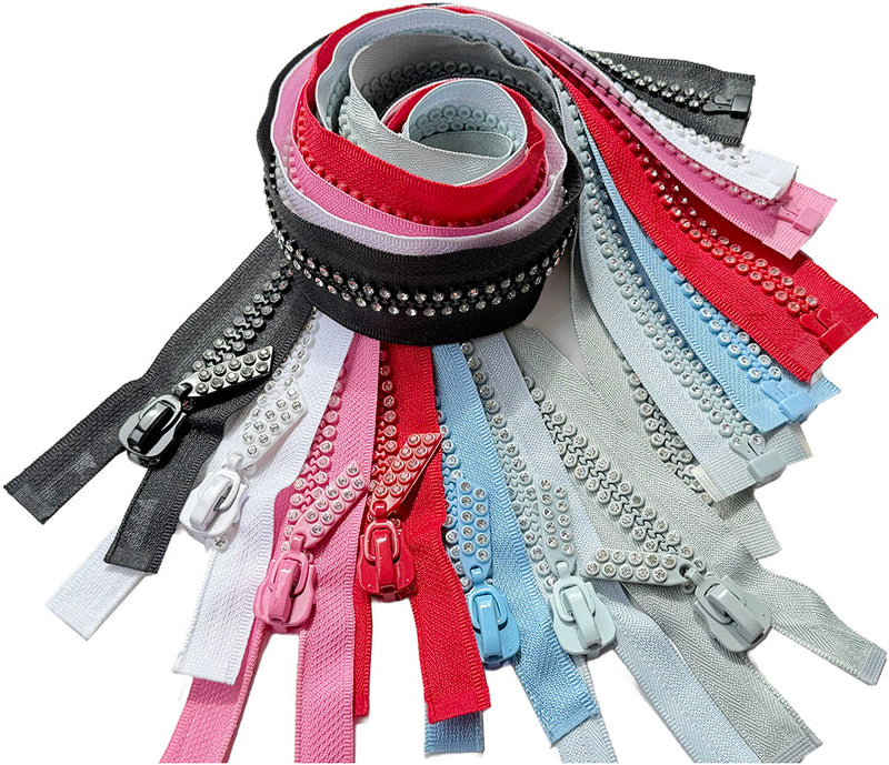 Rhinestone Separator 22" Zipper - Dual Strand