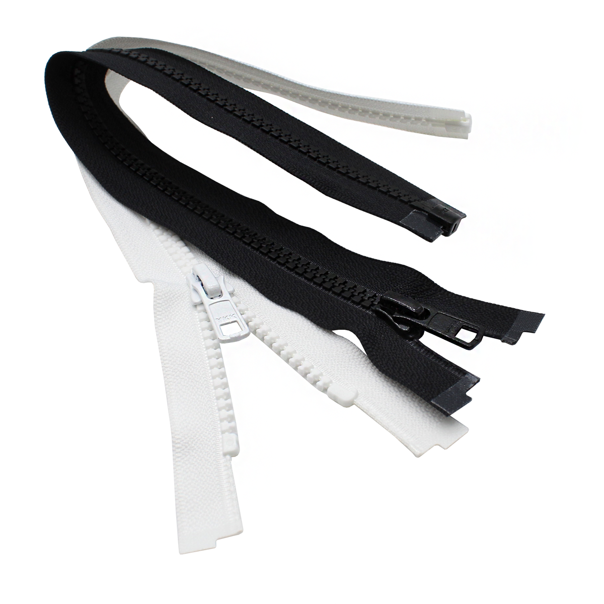 YKK® #5 Molded Plastic Separating Zippers - Black & White - 14