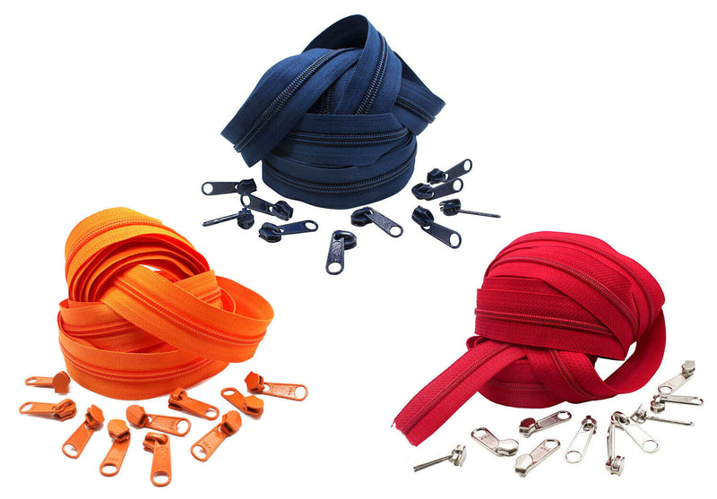Continuous Chain Zipper by The Yard YKK® #5 Nylon Coil Colorful with Long Pull