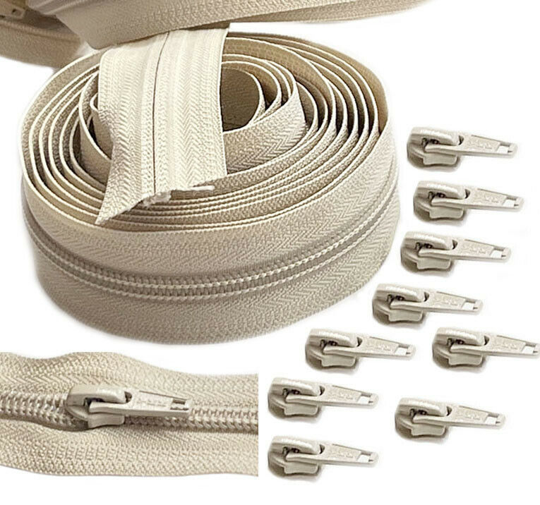 Continuous Chain Zipper YKK® #5 Nylon Coil by The Yard with Slider Make-A-Zipper