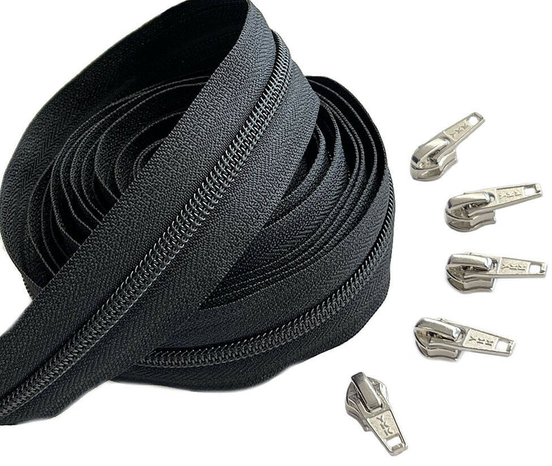 Continuous Chain Zipper YKK® #5 Nylon Coil by The Yard with Slider Make-A-Zipper