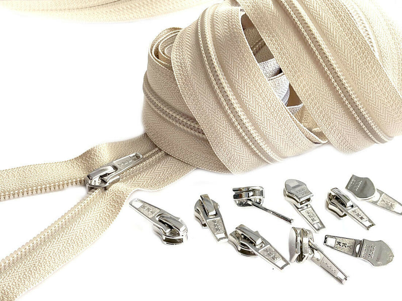 Continuous Chain Zipper YKK® #5 Nylon Coil by The Yard with Slider Make-A-Zipper