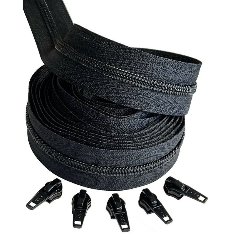 Continuous Chain Zipper YKK® #5 Nylon Coil by The Yard with Slider Make-A-Zipper