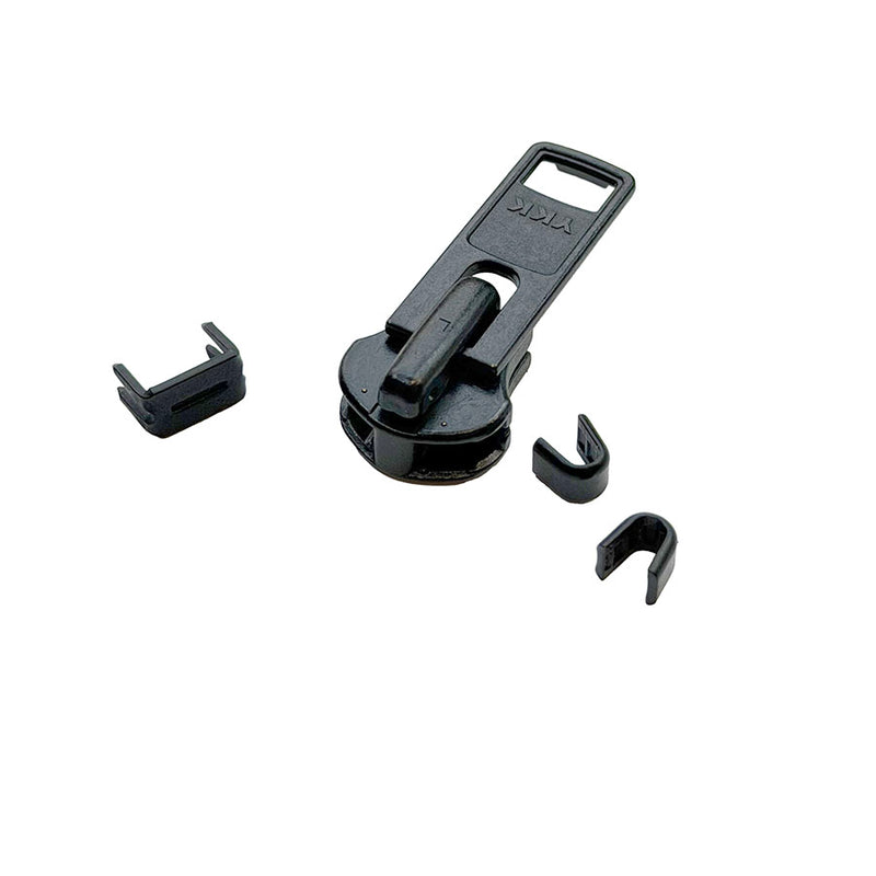 YKK #10 Black Ox Auto Lock Slider. Includes two top stops and one bottom stop.