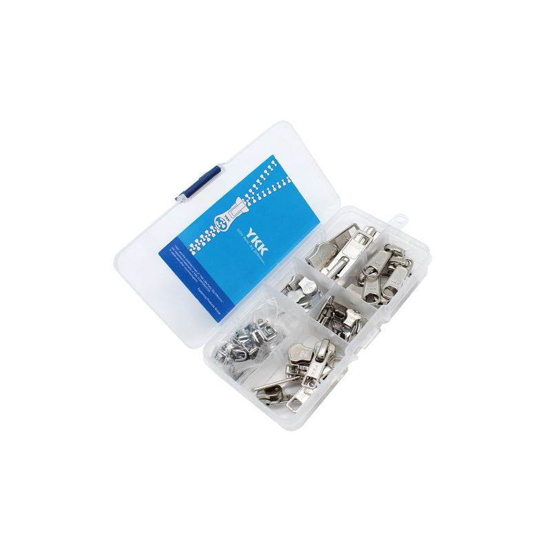 Zipper Repair Kit Solution Metal YKK® Assorted Aluminum Slider Easy Container Storage Sets of Sliders #3, #4.5, #5, #10 Top - Bottom Stops