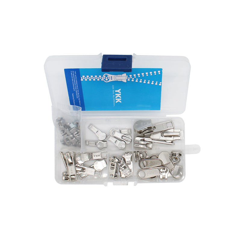 Zipper Repair Kit Solution Metal YKK® Assorted Aluminum Slider Easy Container Storage Sets of Sliders #3, #4.5, #5, #10 Top - Bottom Stops